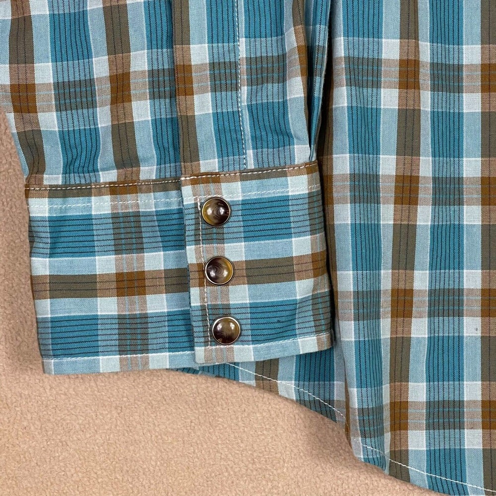 Pendleton Shirt Adult Extra Large Blue/Brown Plaid Long Sleeve Chest Pocket Mens - Picture 3 of 10
